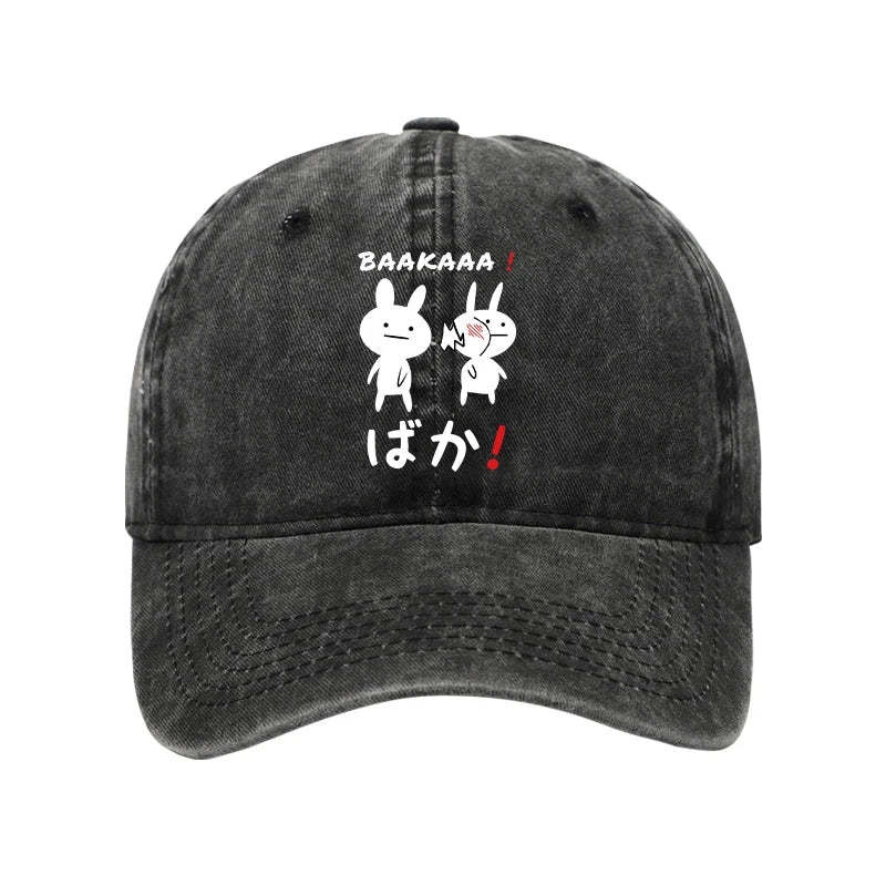 Rabbit Anime Baka Manga Slap Washed Hat Funny Cap Unique Gifts For Rabbit Lovers