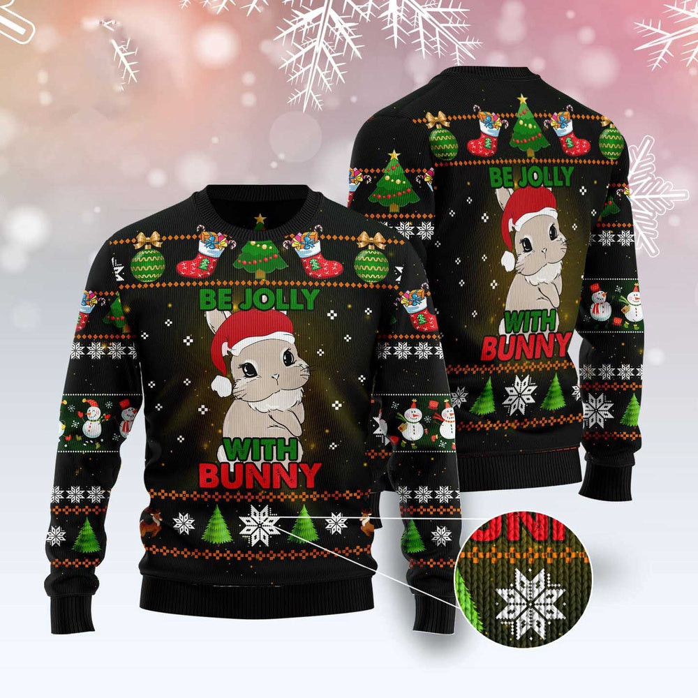 Rabbit Be Jolly Ugly Christmas Sweater Funny Ugly Christmas Sweater Cool Christmas Gifts