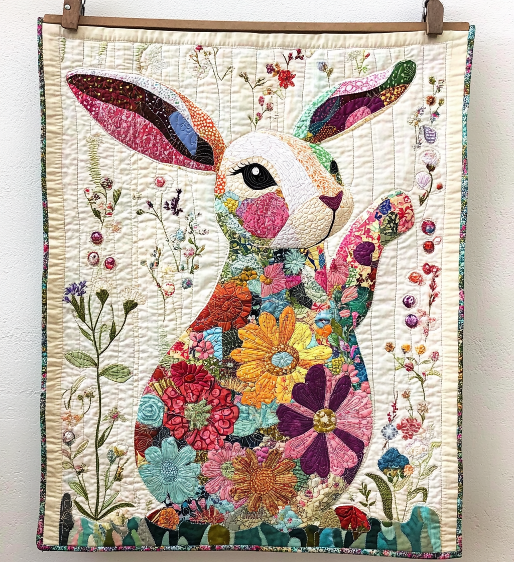 Rabbit Fiesta Quilted Blanket Cute Christmas Blankets