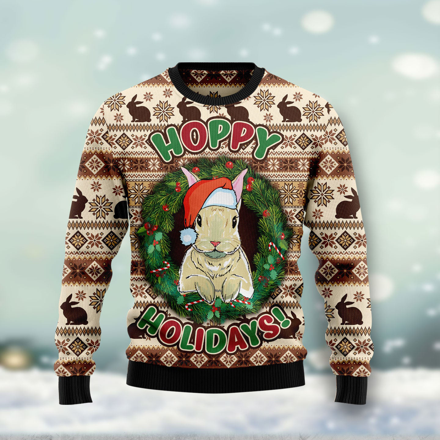 Rabbit Happy Holidays Ugly Christmas Sweater Winter Clothing Christmas Gifts For Rabbit Lovers