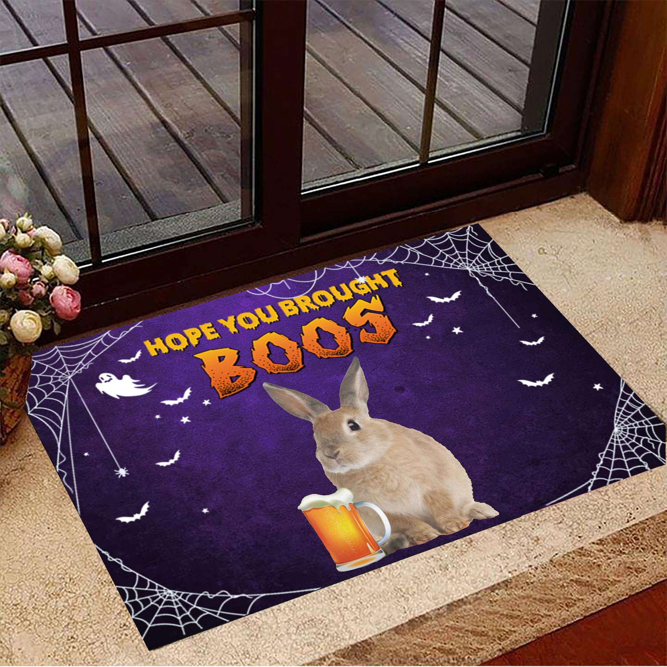 Rabbit Hope You Brought Boos Doormat Designer Door Mat Cute Halloween Decorations