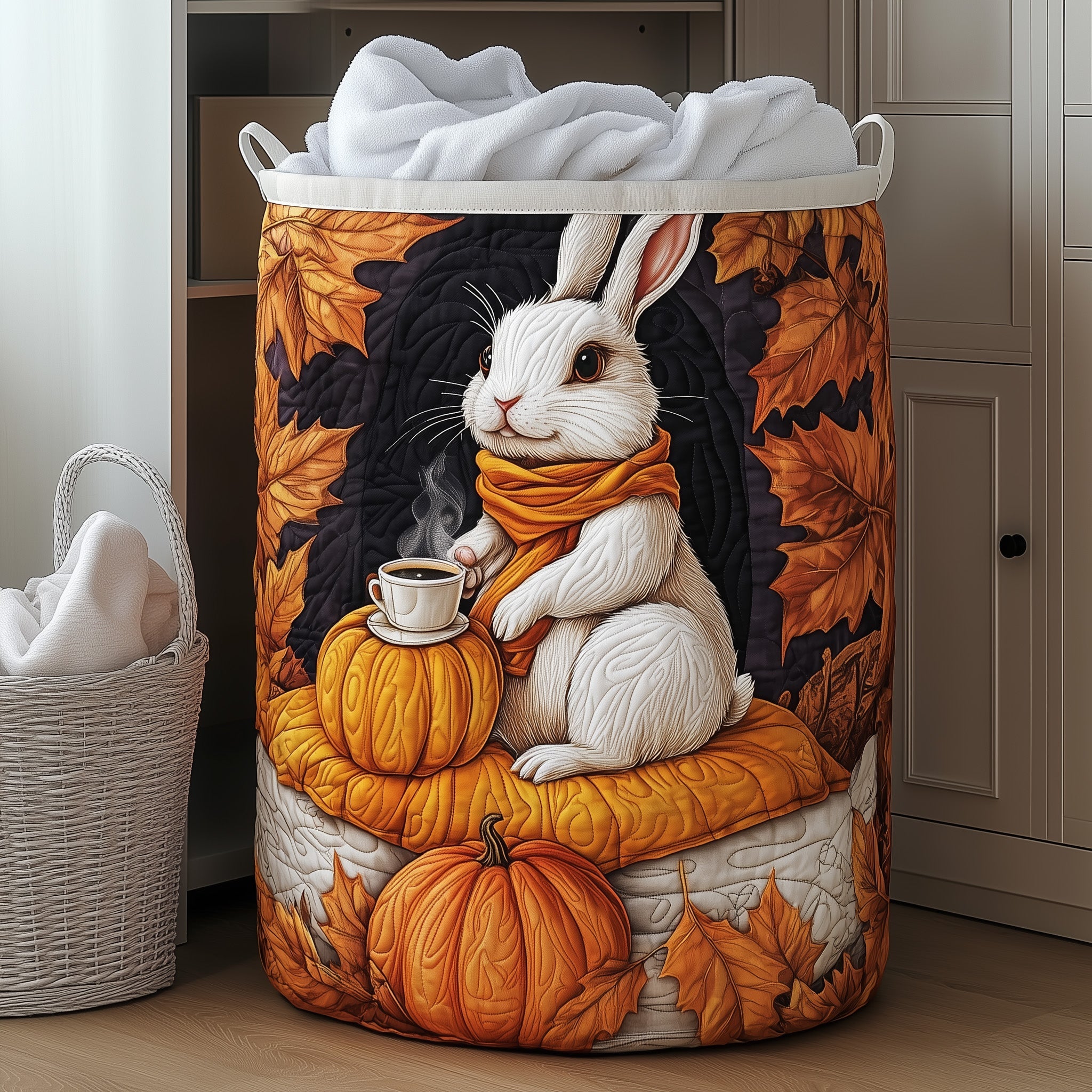 Rabbit Teatime Quilted Laundry Basket Presents For Bunny Lovers