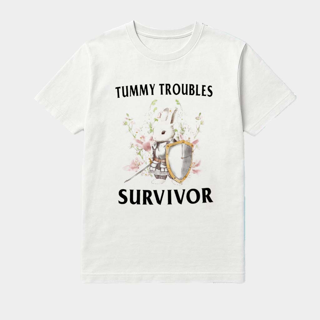 Rabbit Warrior Tummy Troubles Survivor Cartoon Shirt Gifts For Besties