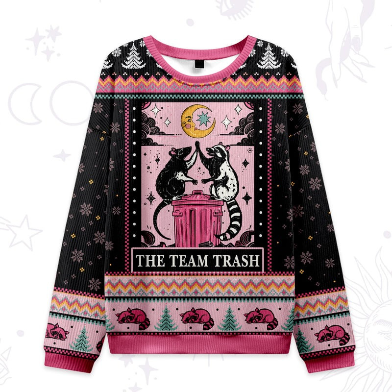 Raccoon & Opossum Team Trash Ugly Christmas Sweater Cute Xmas Apparel Gifts For Her