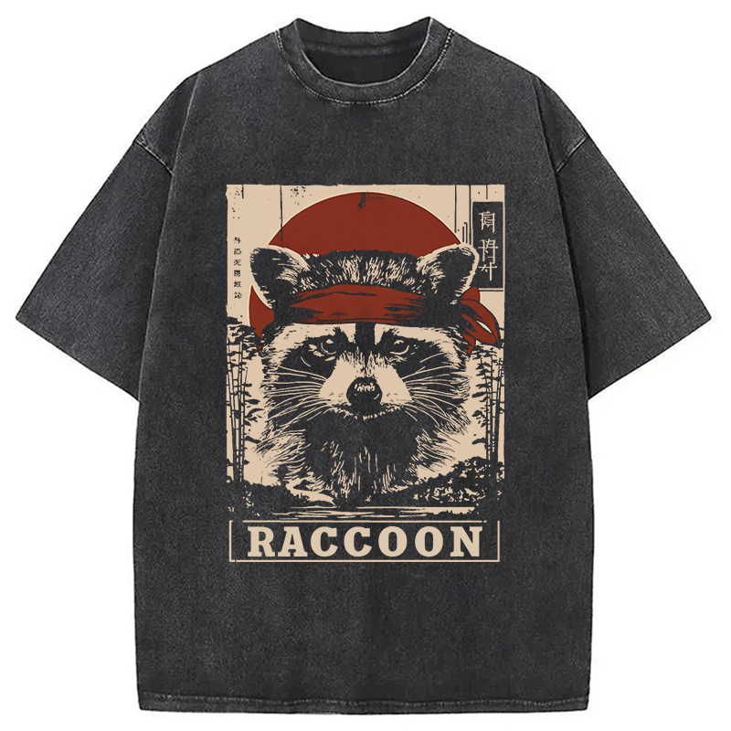 Raccoon Commando Vintage Washed T-Shirt Retro Humor Graphic Top Gifts For Sister