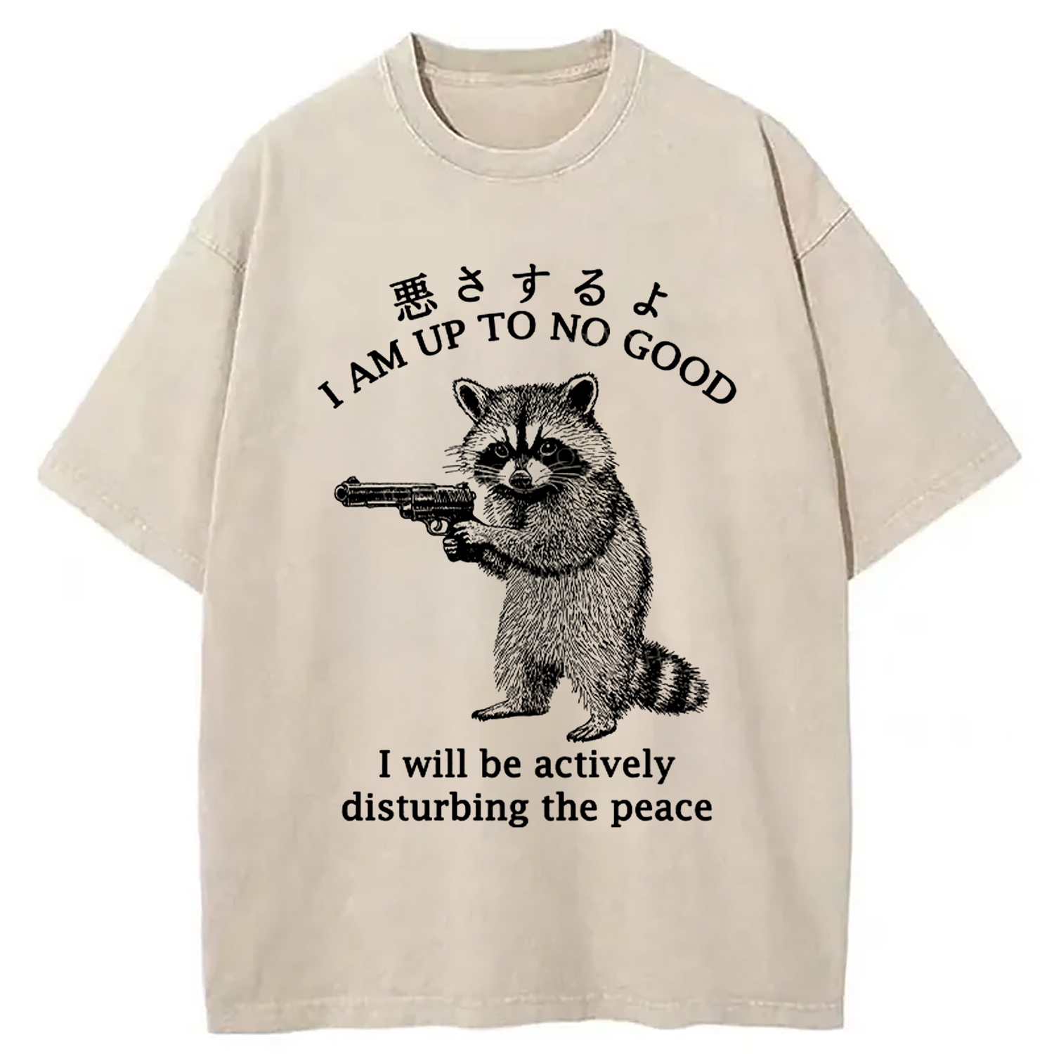 Raccoon Disturbing The Peace Washed T-Shirt Casual Oversized Outfit Style Gifts For Her Raccoon Disturbing The Peace Washed T-Shirt Casual Oversized Outfit Style Gifts For Her