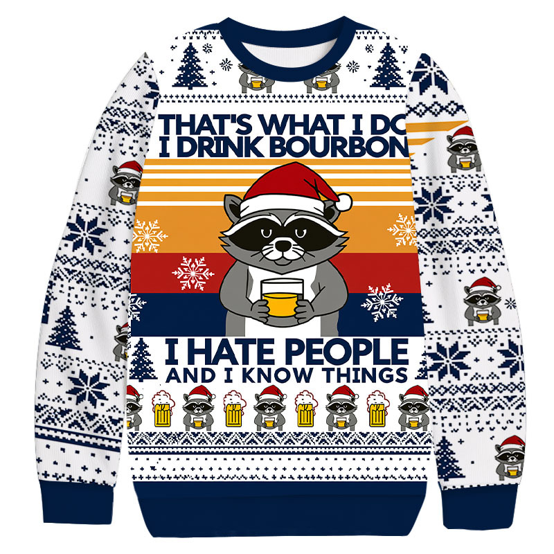 Raccoon Drinking Beer Christmas Ugly Sweatshirt Holiday Lounge Wear Top Gift Ideas Raccoon Drinking Beer Christmas Ugly Sweatshirt Holiday Lounge Wear Top Gift Ideas
