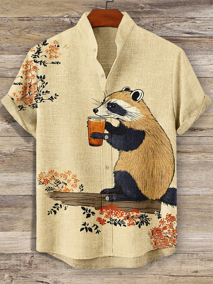 Raccoon Drinking Beer Print Hawaiian Shirt Best Gifts For Raccoon Lovers