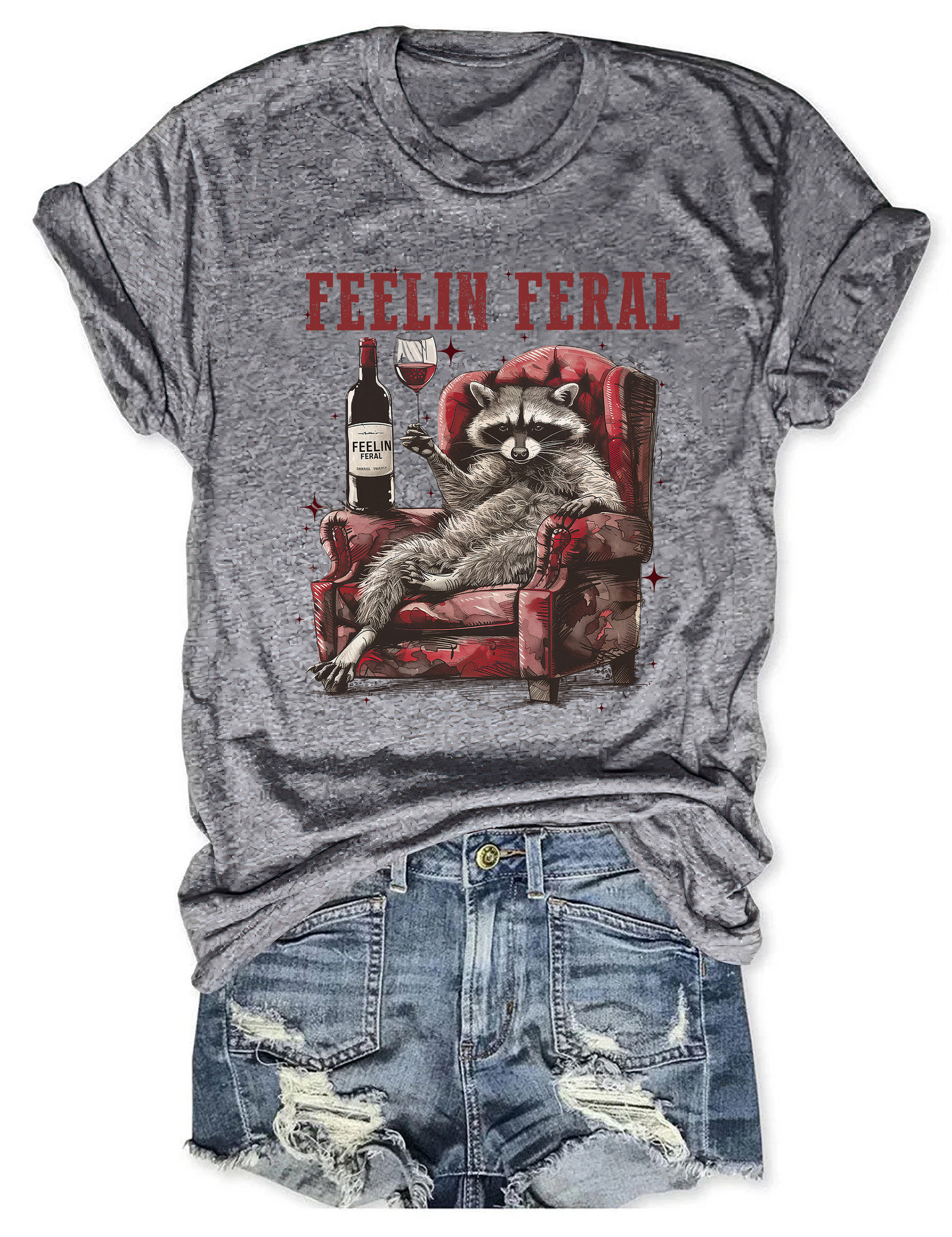 Raccoon Feelin Feral T-Shirt Animal Themed Novelty Shirts Raccoon Lover Gifts