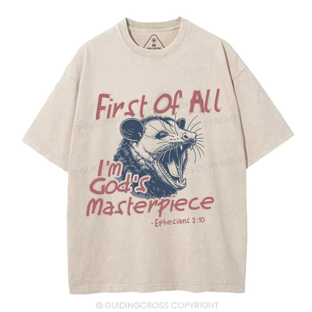 Raccoon First Of All I'm God's Masterpiece Shirt Christian Apparel Gifts For Men Women Raccoon First Of All I'm God's Masterpiece Shirt Christian Apparel Gifts For Men Women