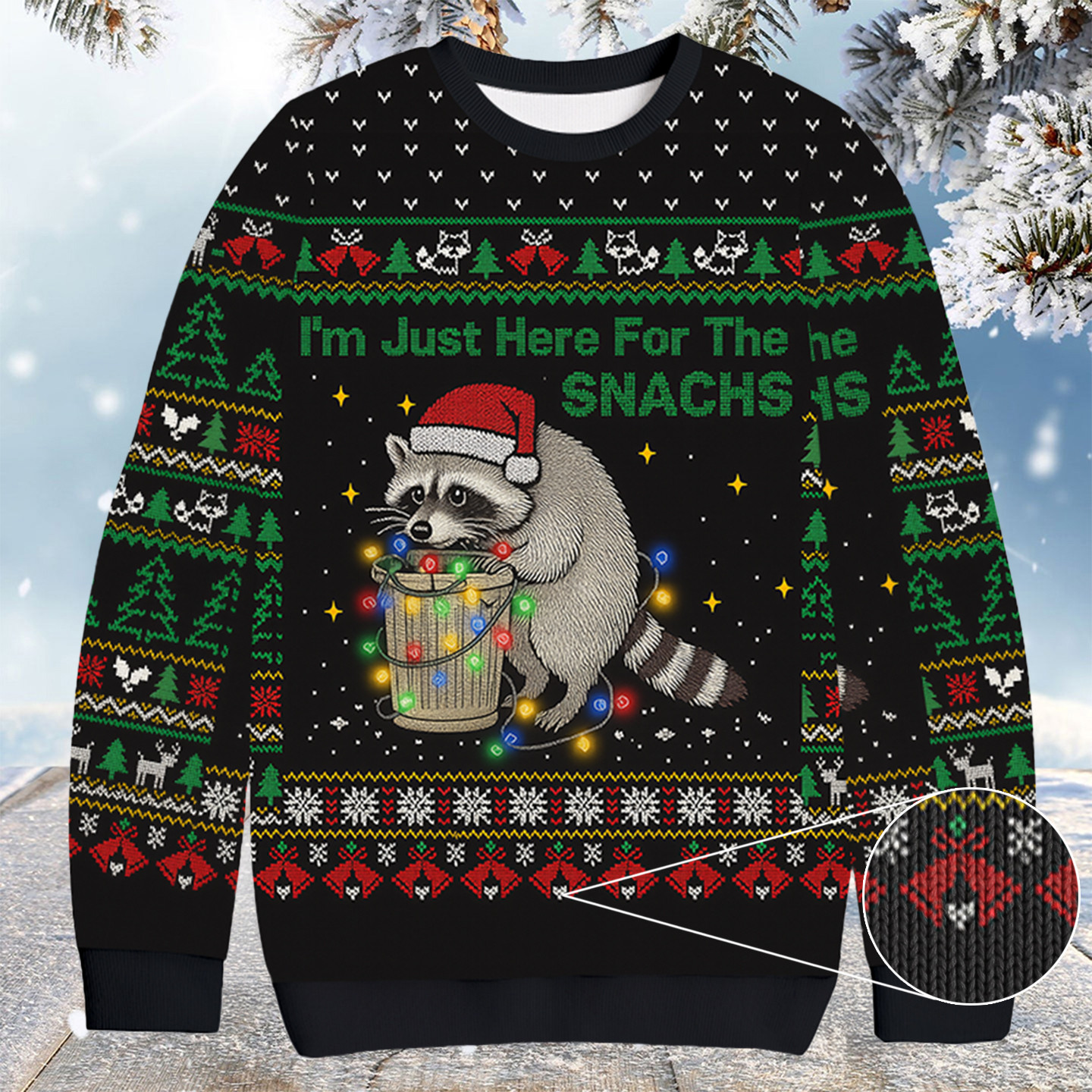 Raccoon Funny Snack Christmas Ugly Sweater Christmas Presents For Mum