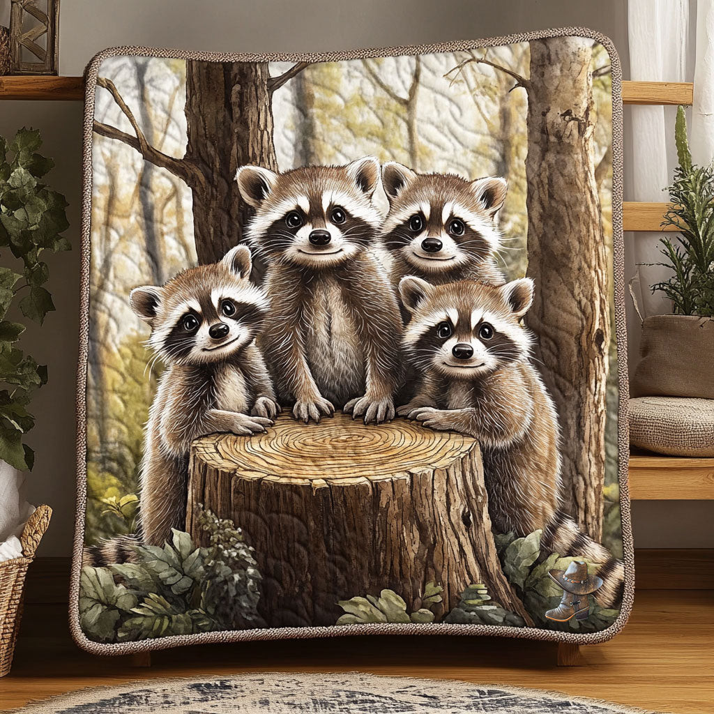 Raccoon Happy Holiday Xmas Quilt Blanket Best Christmas Gifts For Mom