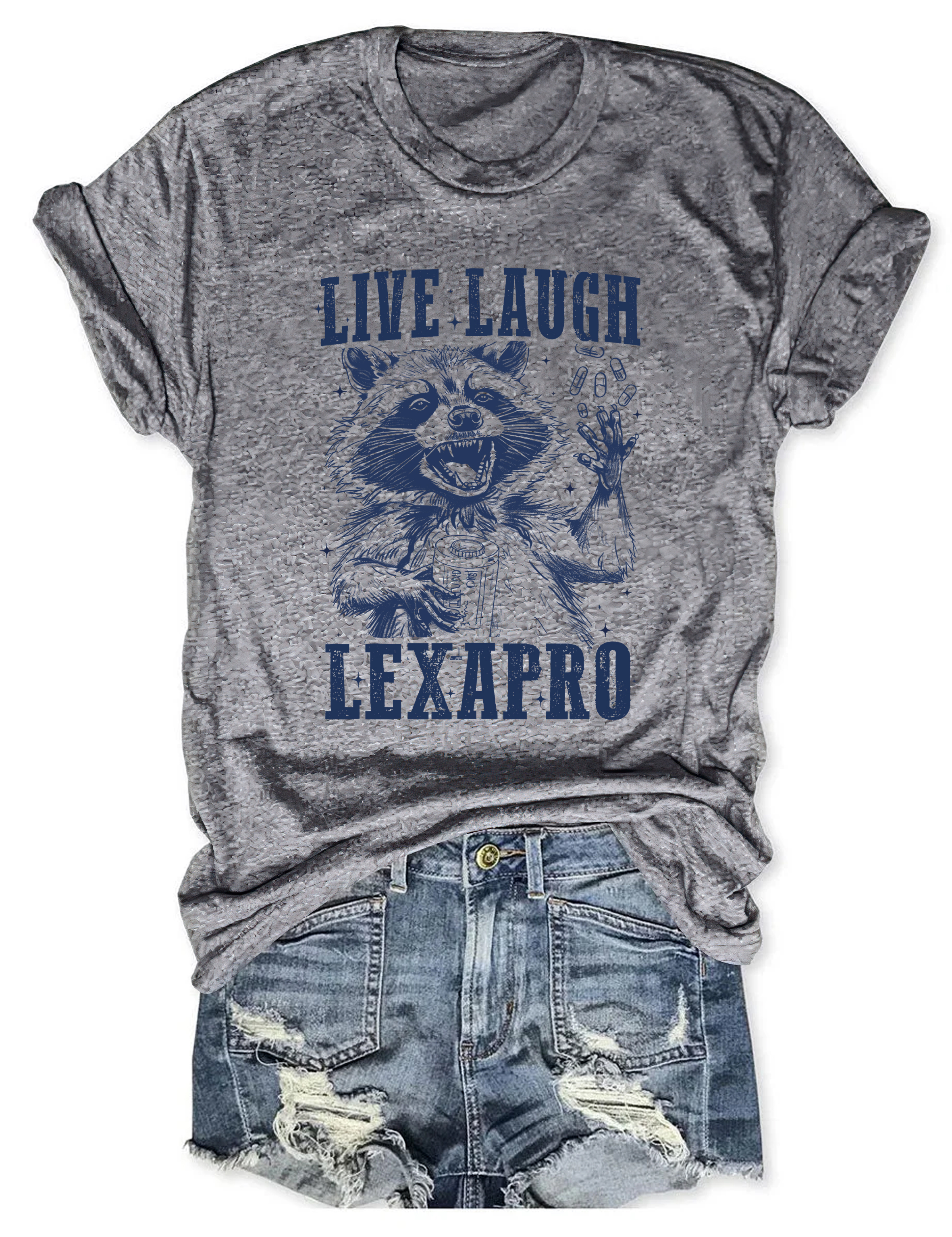 Raccoon Live Laugh Lexapro T-Shirt Animal Themed Funny Shirt Raccoon Lover Presents