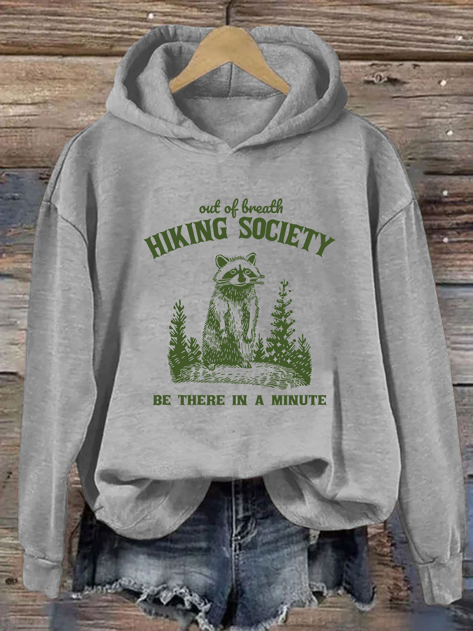 Raccoon Out Of Breath Hiking Society Hoodie Animal Themed Funny Apparel Raccoon Lover Gifts