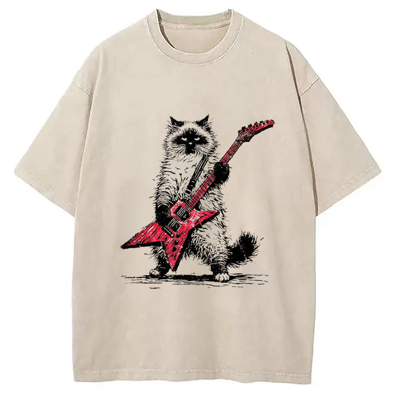 Raccoon Playing Guitar Washed T-Shirt Funny Quote Unisex Shirt Gifts For Him Raccoon Playing Guitar Washed T-Shirt Funny Quote Unisex Shirt Gifts For Him