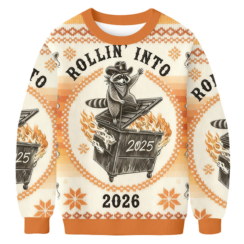 Raccoon Trash Can Fire Ugly Sweater Animal Themed Christmas Apparel Xmas Gift Ideas