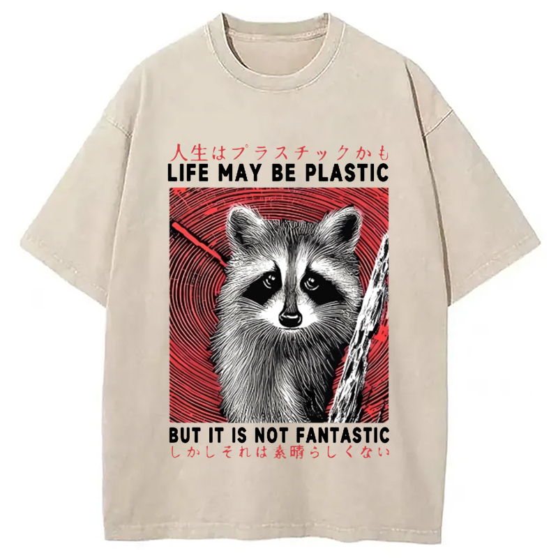 Raccoon Vintage Japanese Washed T-Shirt Everyday Comfort Graphic Shirt Gifts For BFF