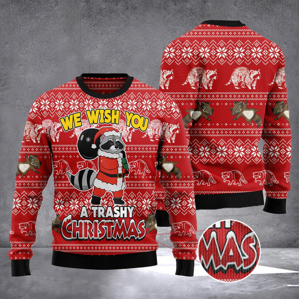 Raccoon We Wish You A Trashy Christmas Ugly Sweater Funny Womens Ugly Christmas Sweaters Raccoon We Wish You A Trashy Christmas Ugly Sweater Funny Womens Ugly Christmas Sweaters
