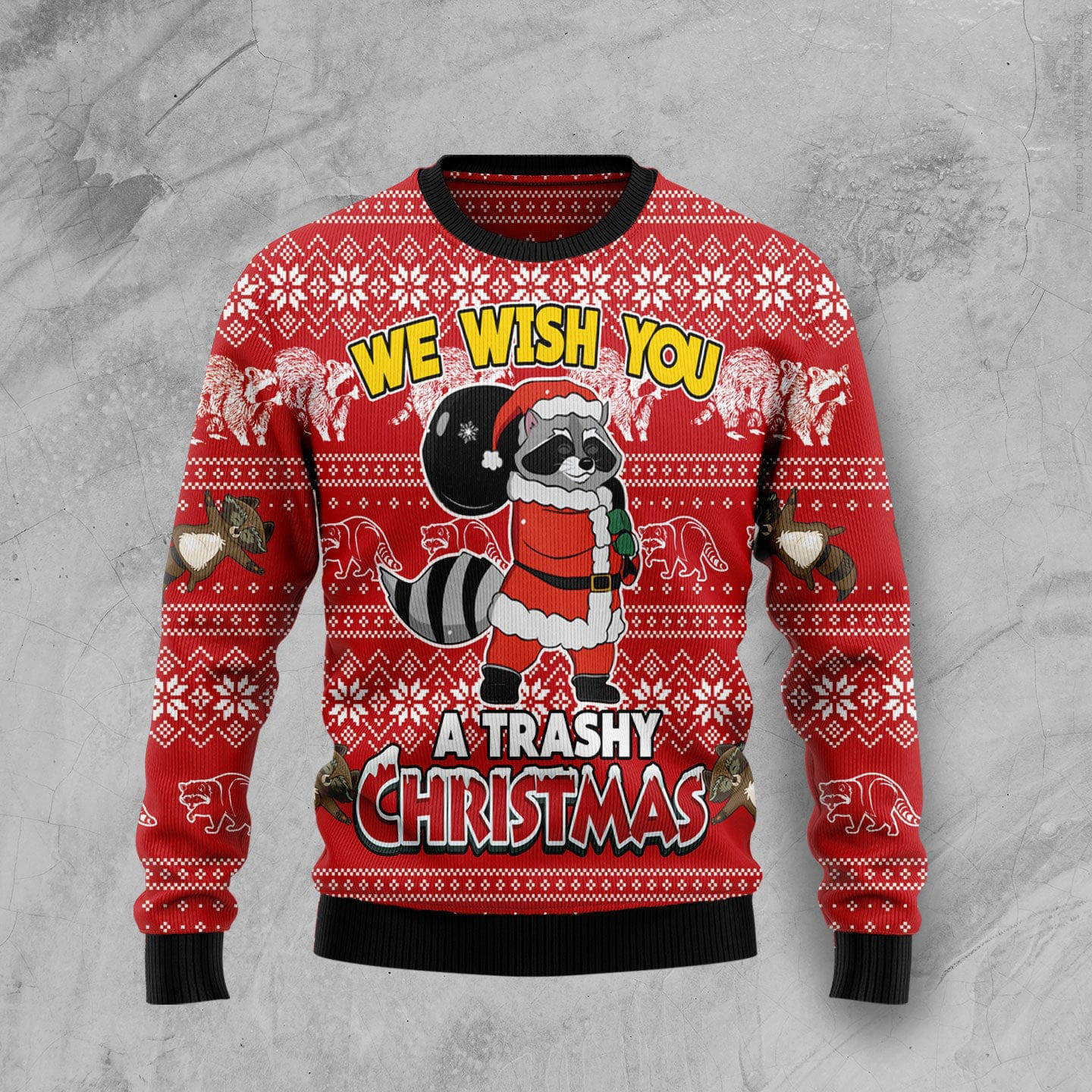 Raccoon We Wish You A Trashy Ugly Christmas Sweater Funny Christmas Sweater Xmas Gifts