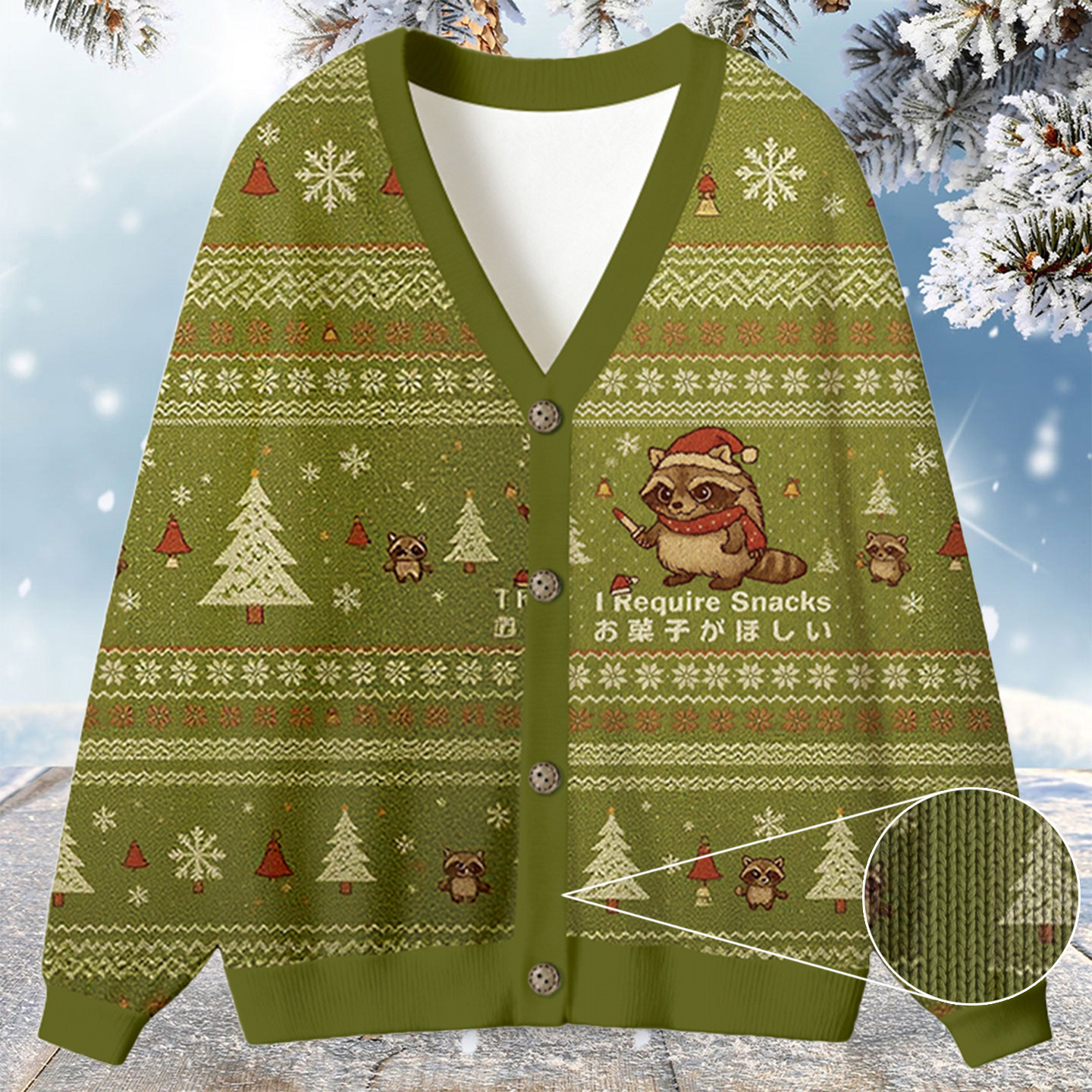 Raccoons Need Snacks Funny Christmas Ugly Cardigan Cute Xmas Apparel Christmas Presents For Her
