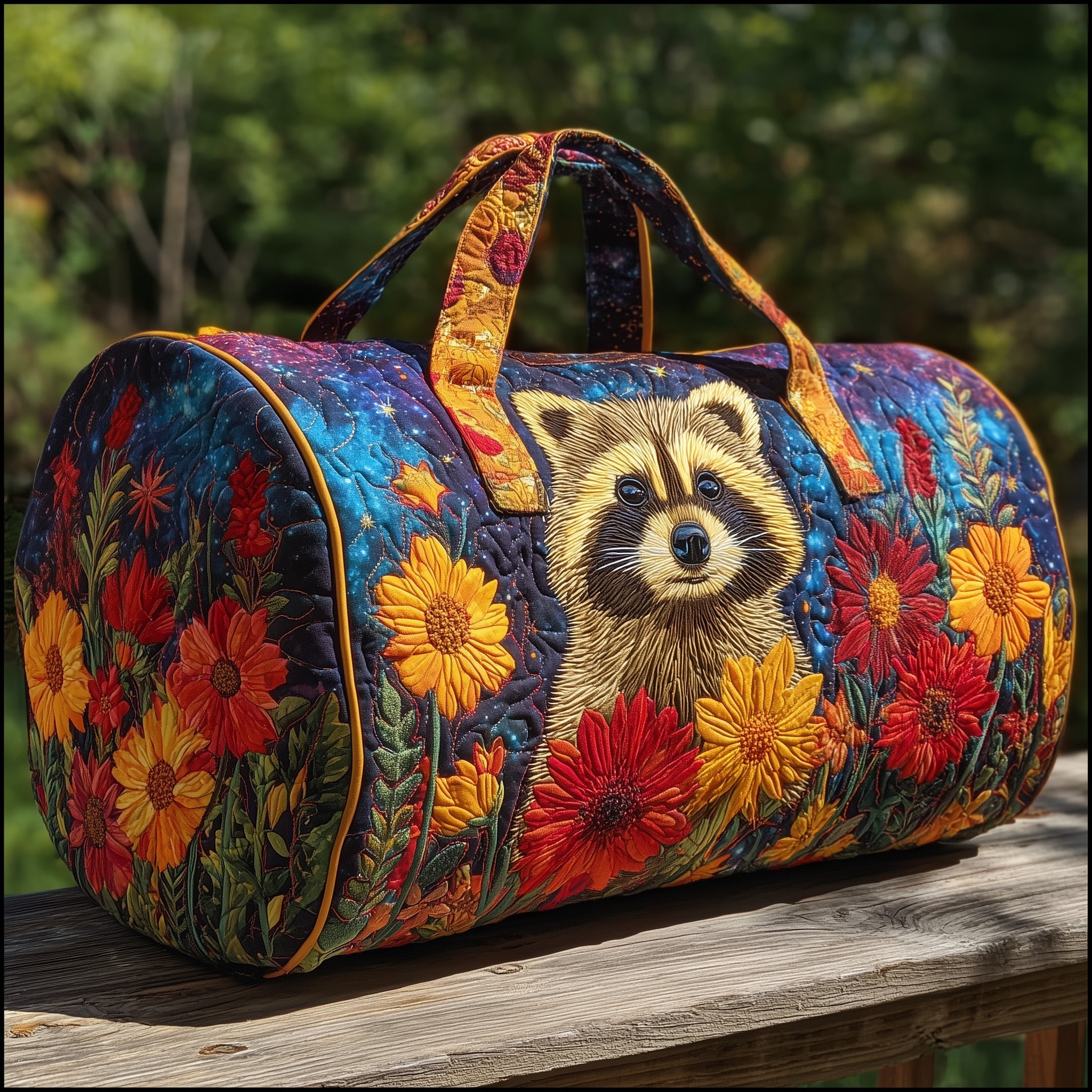 Raccoons Quilt Duffle Bag Easy To Clean Surface