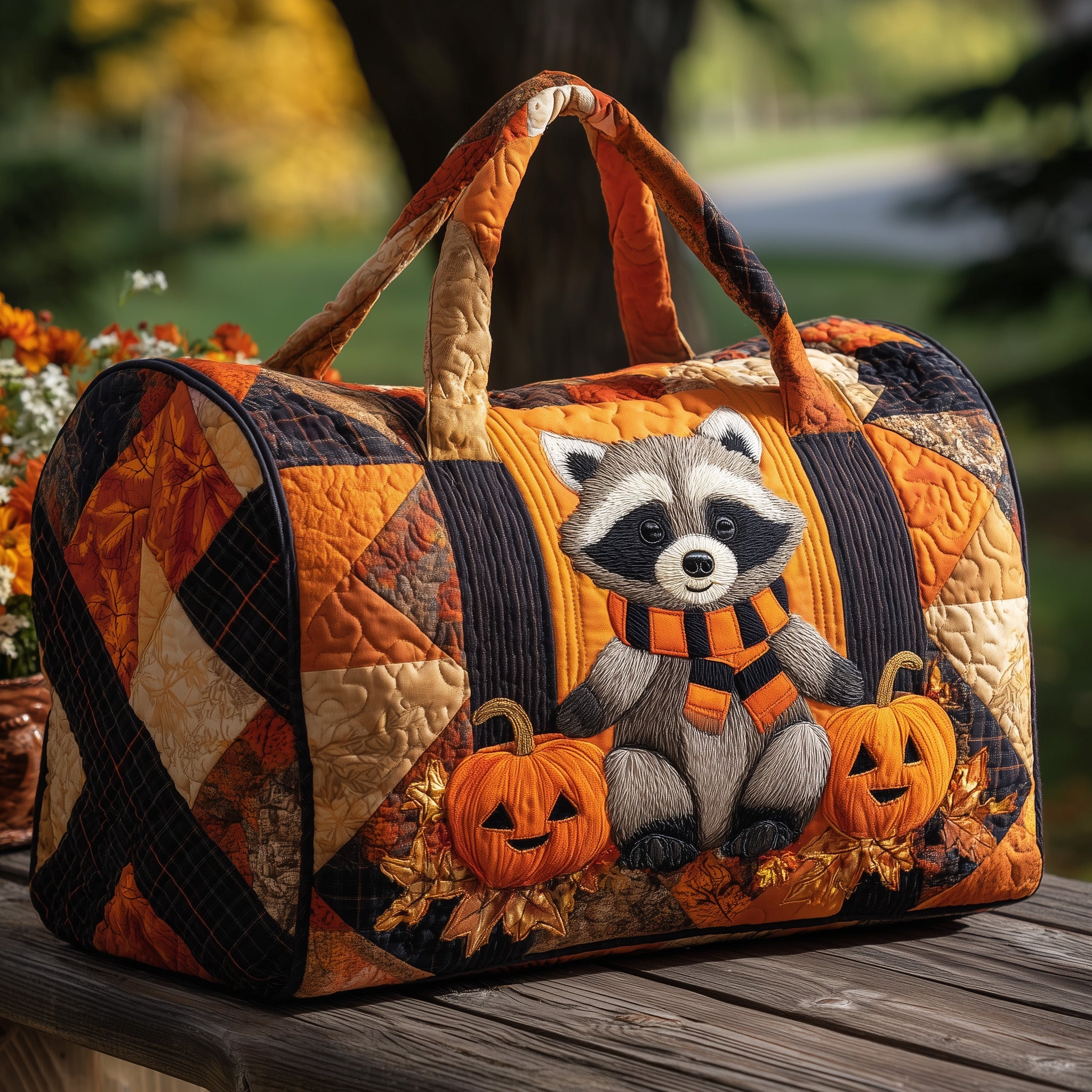 Raccoons Quilt Duffle Bag Halloween Gift Idea