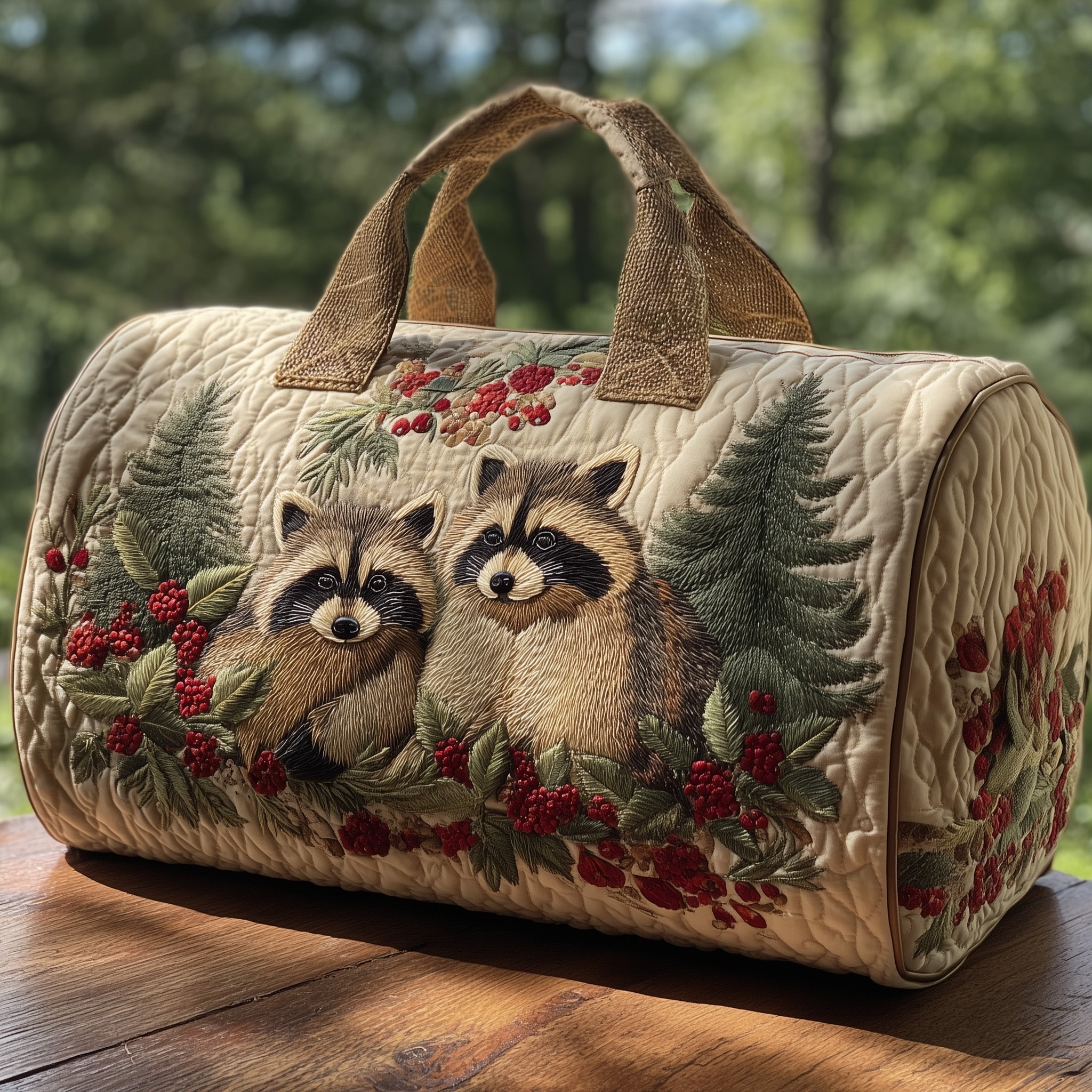 Raccoons Quilt Duffle Bag Holiday Gift Idea