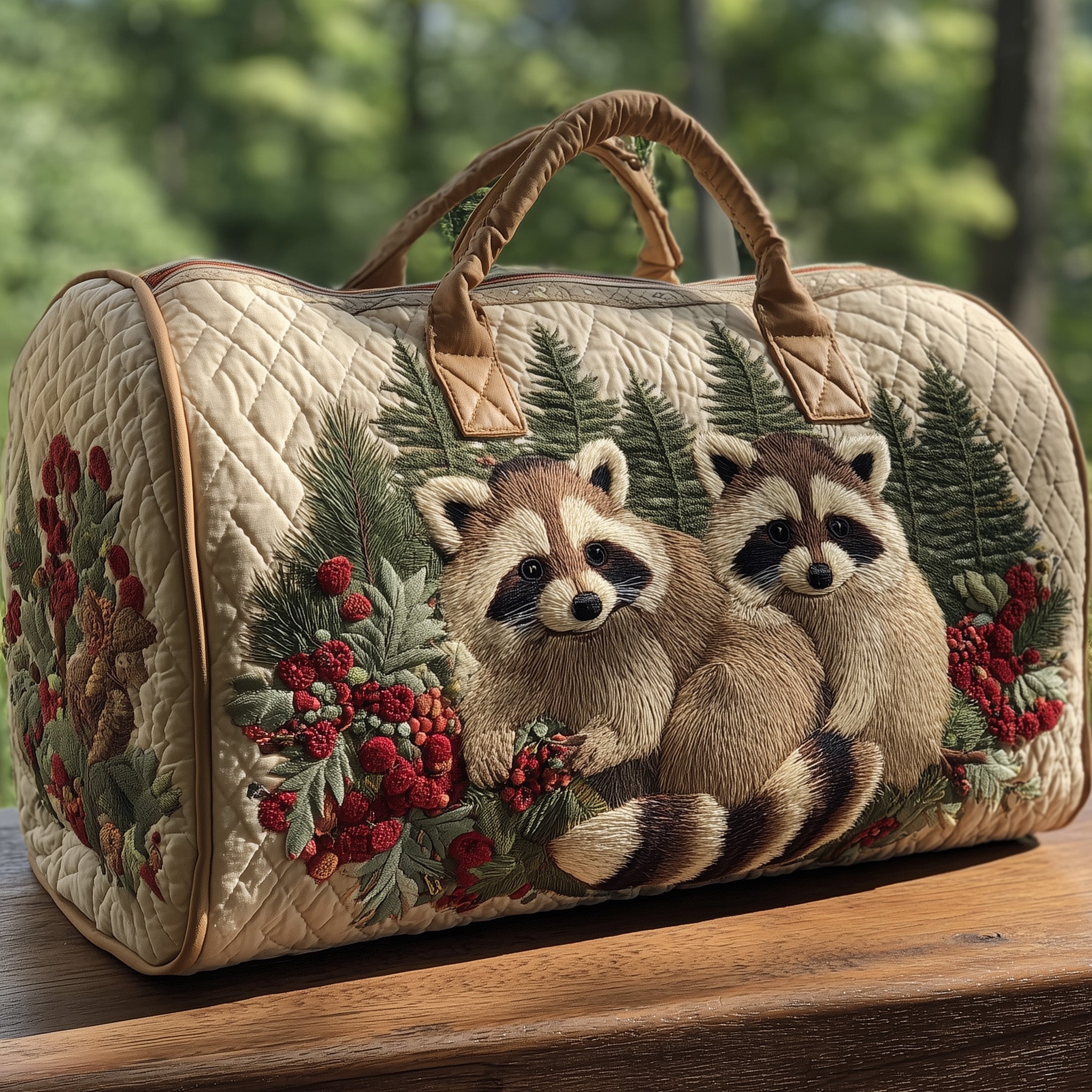 Raccoons Quilt Duffle Bag New Year Gift Idea
