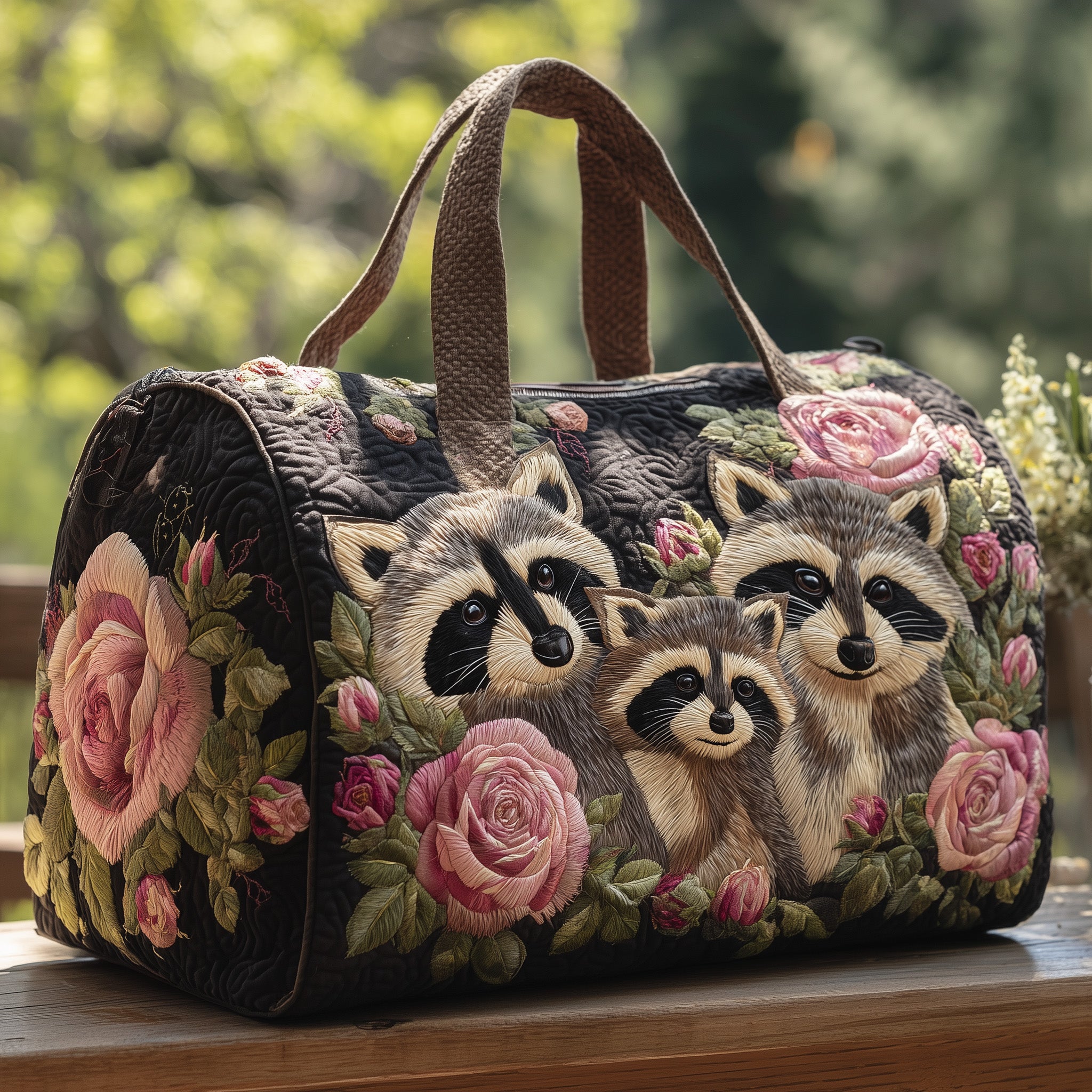 Raccoons Quilt Duffle Bag Practical And Versatile