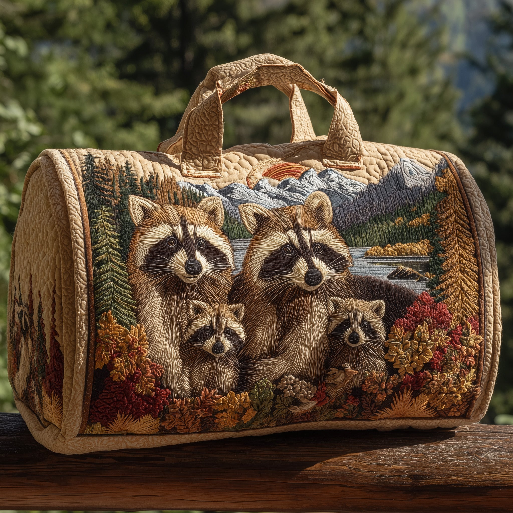 Raccoons Quilt Duffle Bag Stylish And Practical