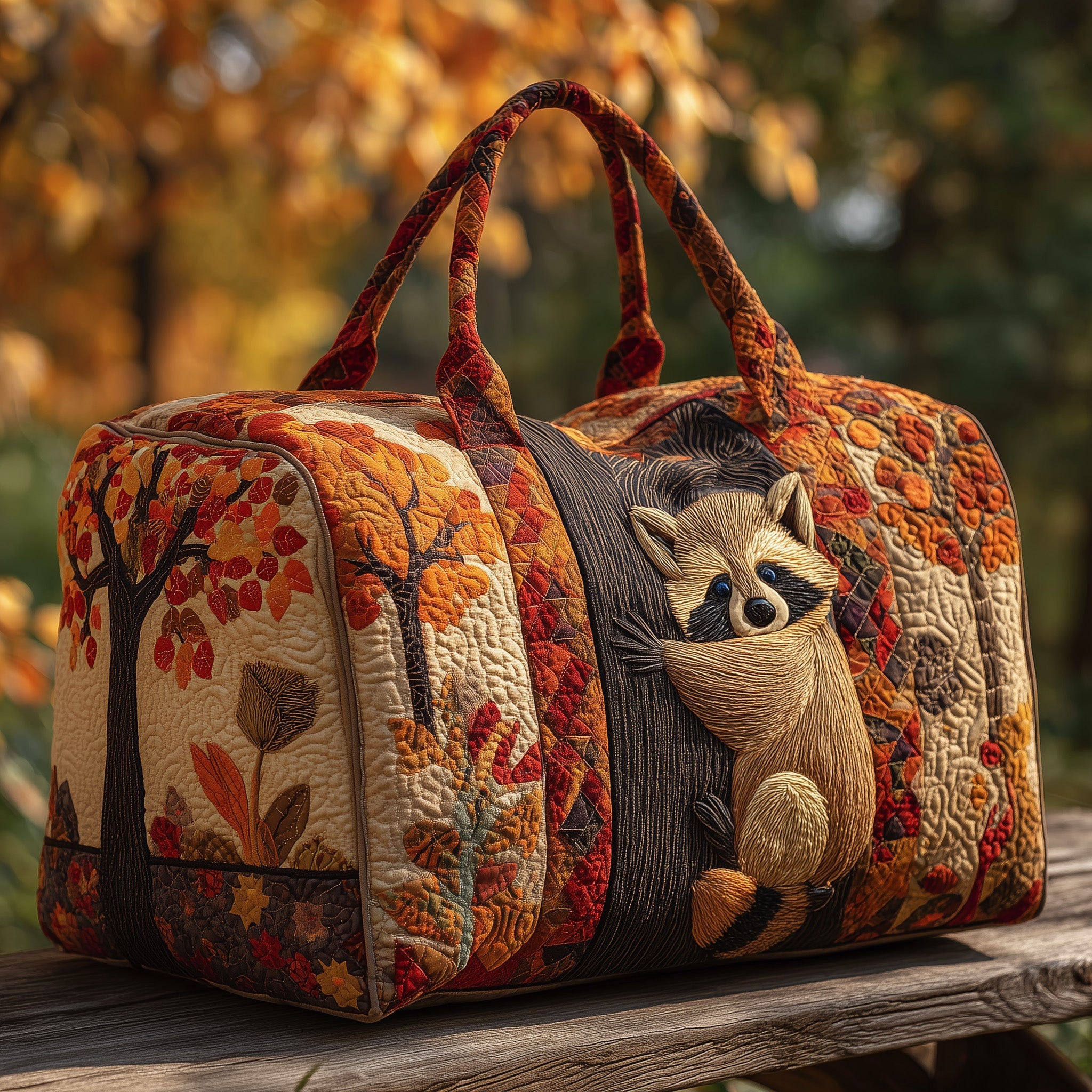 Raccoons Quilt Duffle Bag Valentine's Day Gift Idea