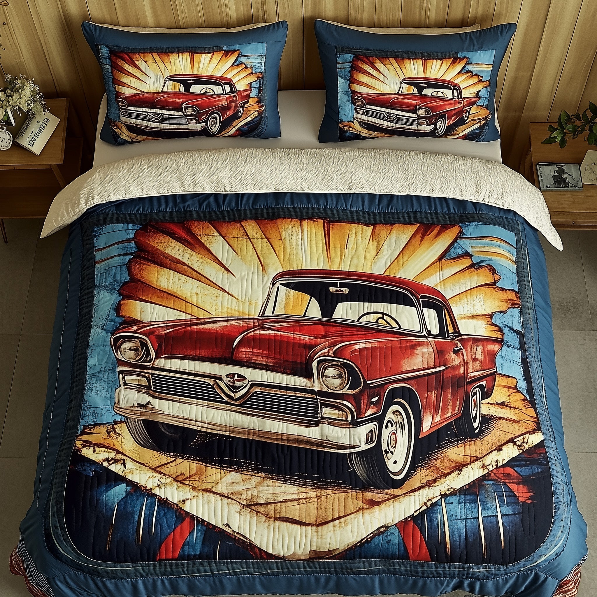 Race Car Quilted Bedding Set Duvet Cover Merchandise Race Car Gifts For Men