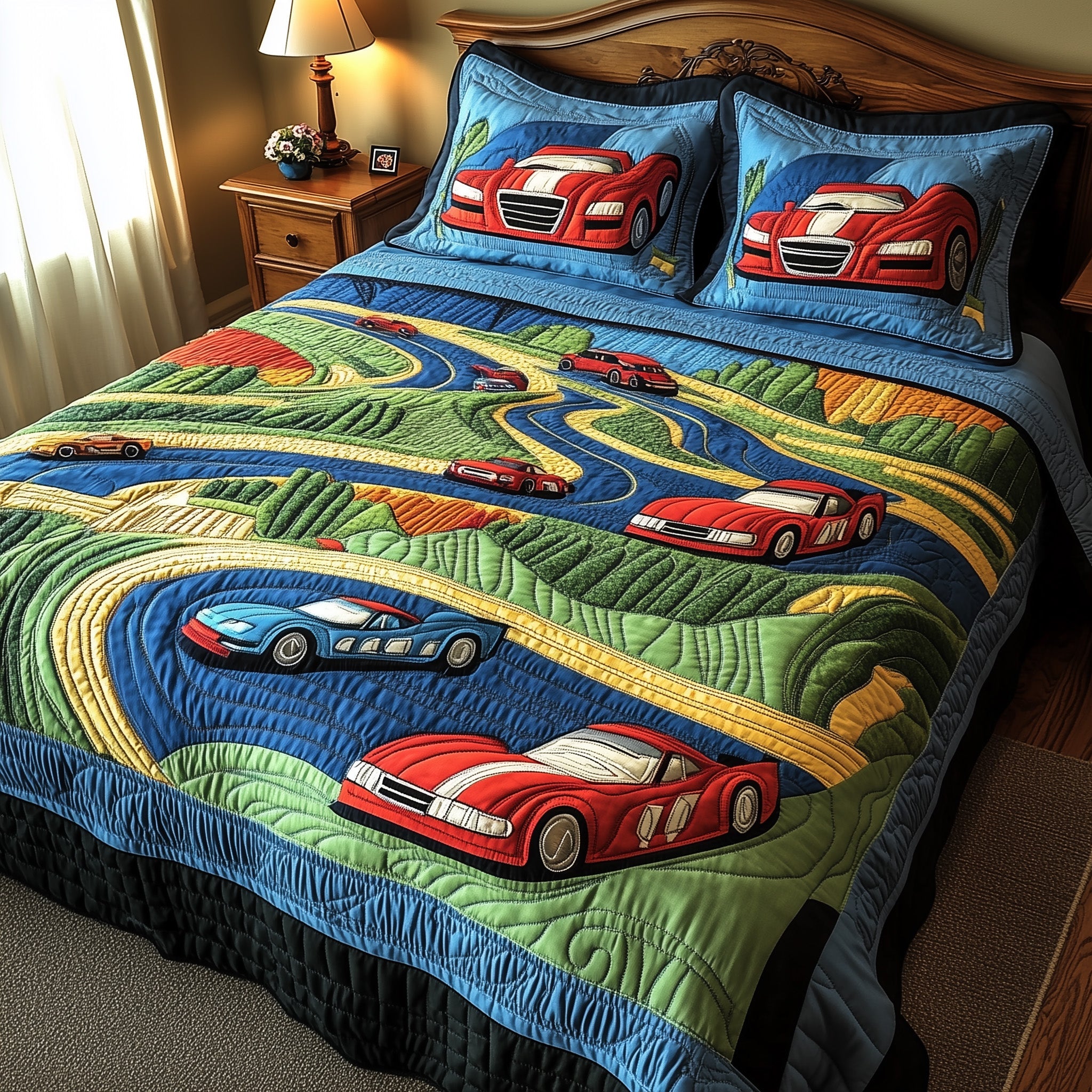 Race Day Quilted Bedding Set Duvet Cover Merchandise Race Car Fan Gifts F1
