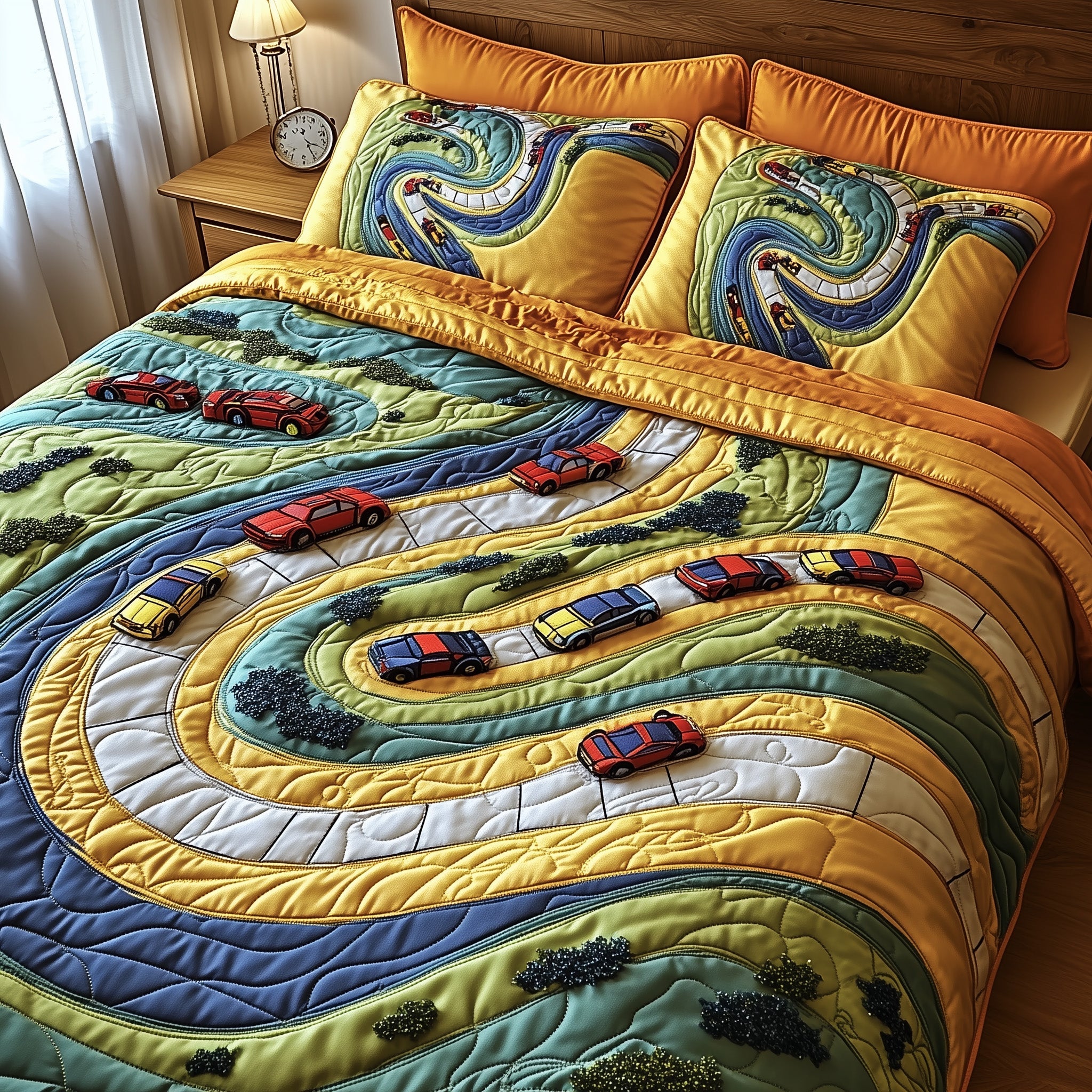 Race Day Quilted Bedding Set Duvet Cover Merchandise Race Car Gifts For Men