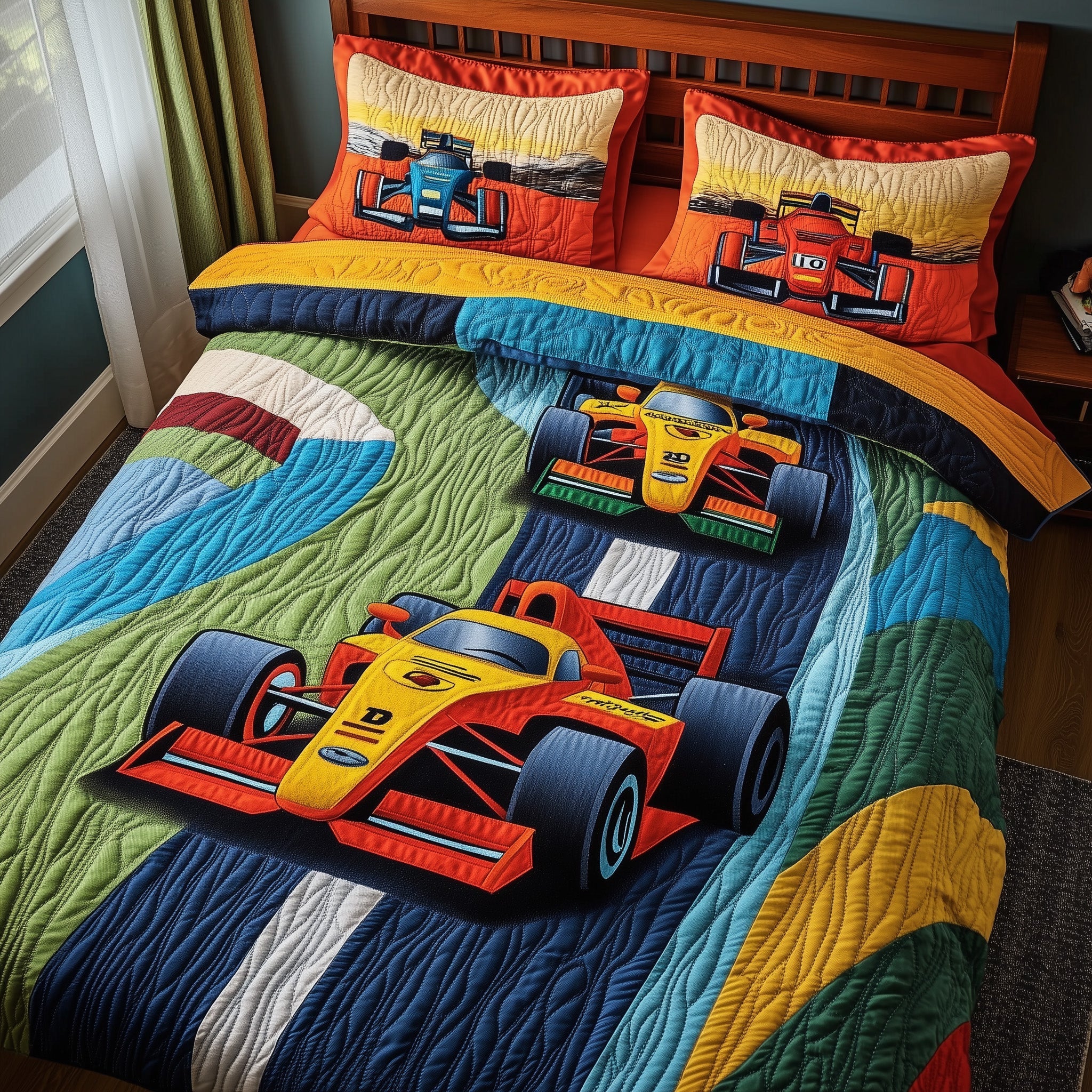 Race Day Quilted Bedding Set Duvet Cover Merchandise Racing Enthusiast Gifts