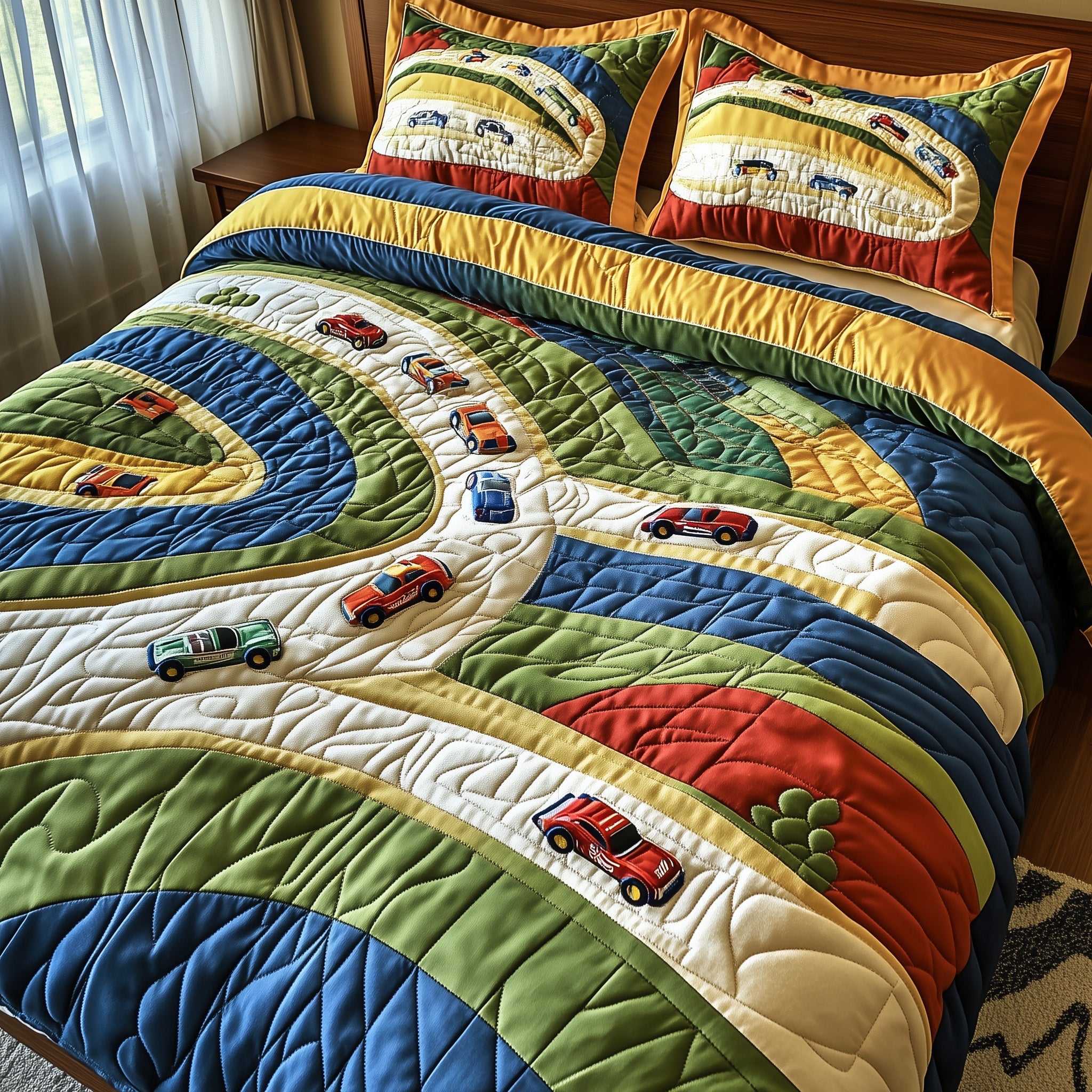 Race Day Quilted Bedding Set Duvet Cover Merchandise Unique Car Racing Christmas Gifts