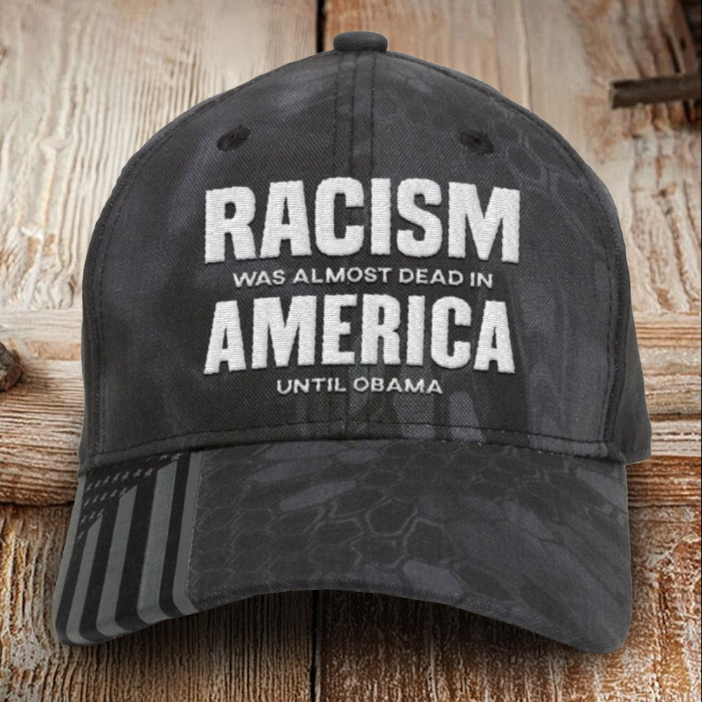 Racism Was Almost America Unitil Obama Embroidered Hat Mens Patriotic Hat Gifts For Dad Racism Was Almost America Unitil Obama Embroidered Hat Mens Patriotic Hat Gifts For Dad