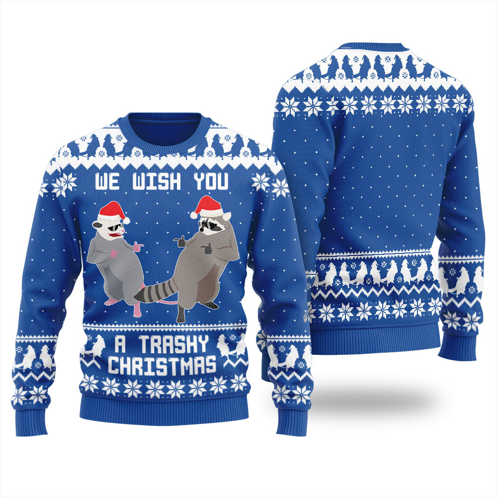 Racoon Opossum Mens Ugly Christmas Sweater Popular Holiday Gift Merch for Everyone