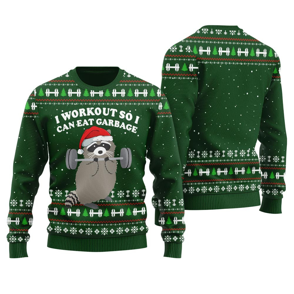 Racoon The Swoleman Ugly Christmas Sweater Unique Holiday Merch Gift for Home and Family