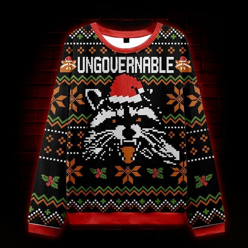 Racoon Ungovernable Ugly Christmas Sweater Best Xmas Clothing Gifts For Racoon Lovers