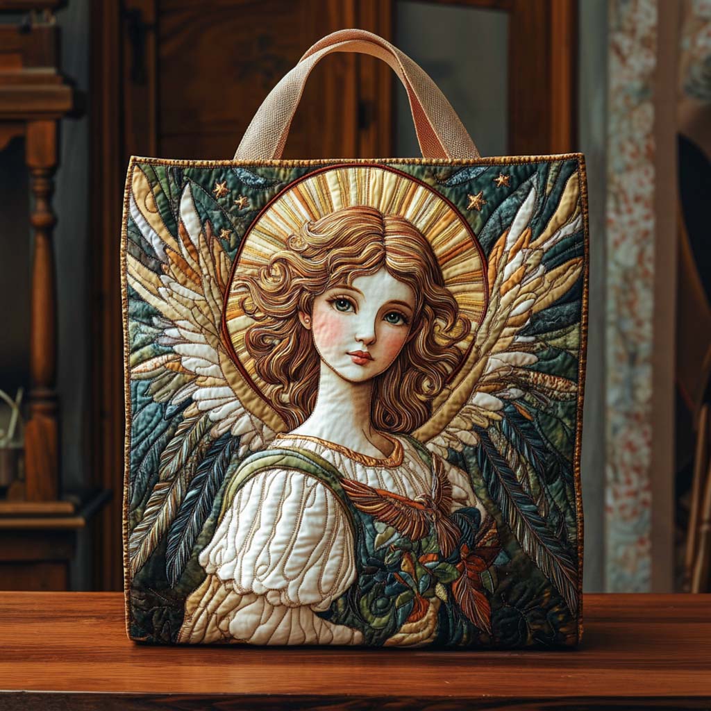 Radiant Angel Light Quilted Tote Bag Christ Centered Christmas Gifts