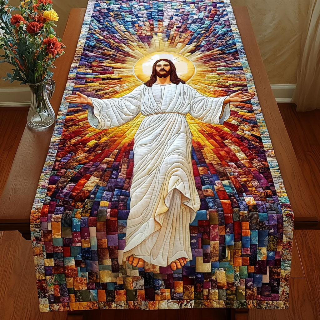 Radiant Ascension Quilted Table Runner Christmas Themed Table Runner Christian Present Ideas