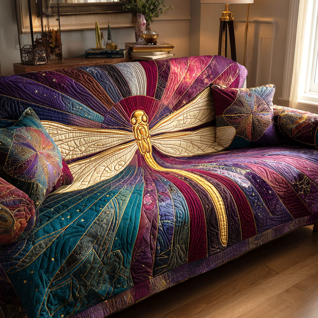 Radiant Aurora Quilted Sofa Cover Couch Protector Best Dragonfly Gifts For Christmas