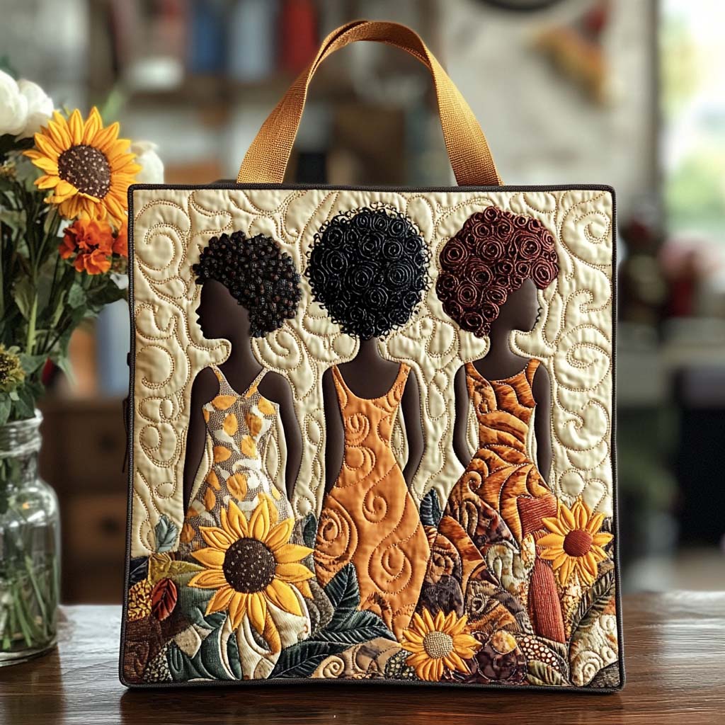 Radiant Black Soul Quilted Tote Bag Melanin Gifts For Black Women