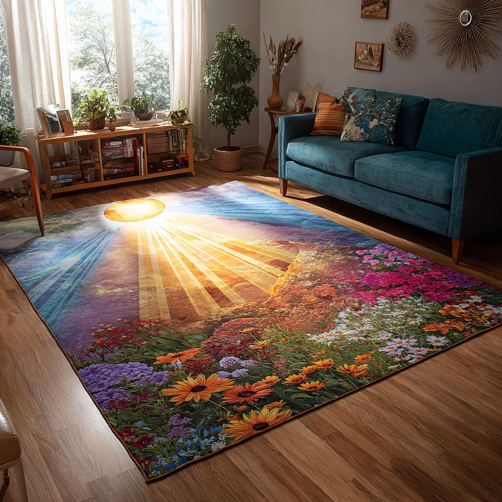 Radiant Bloom Area Rug  Dining Room Rug Grandchildren Gifts For Christmas