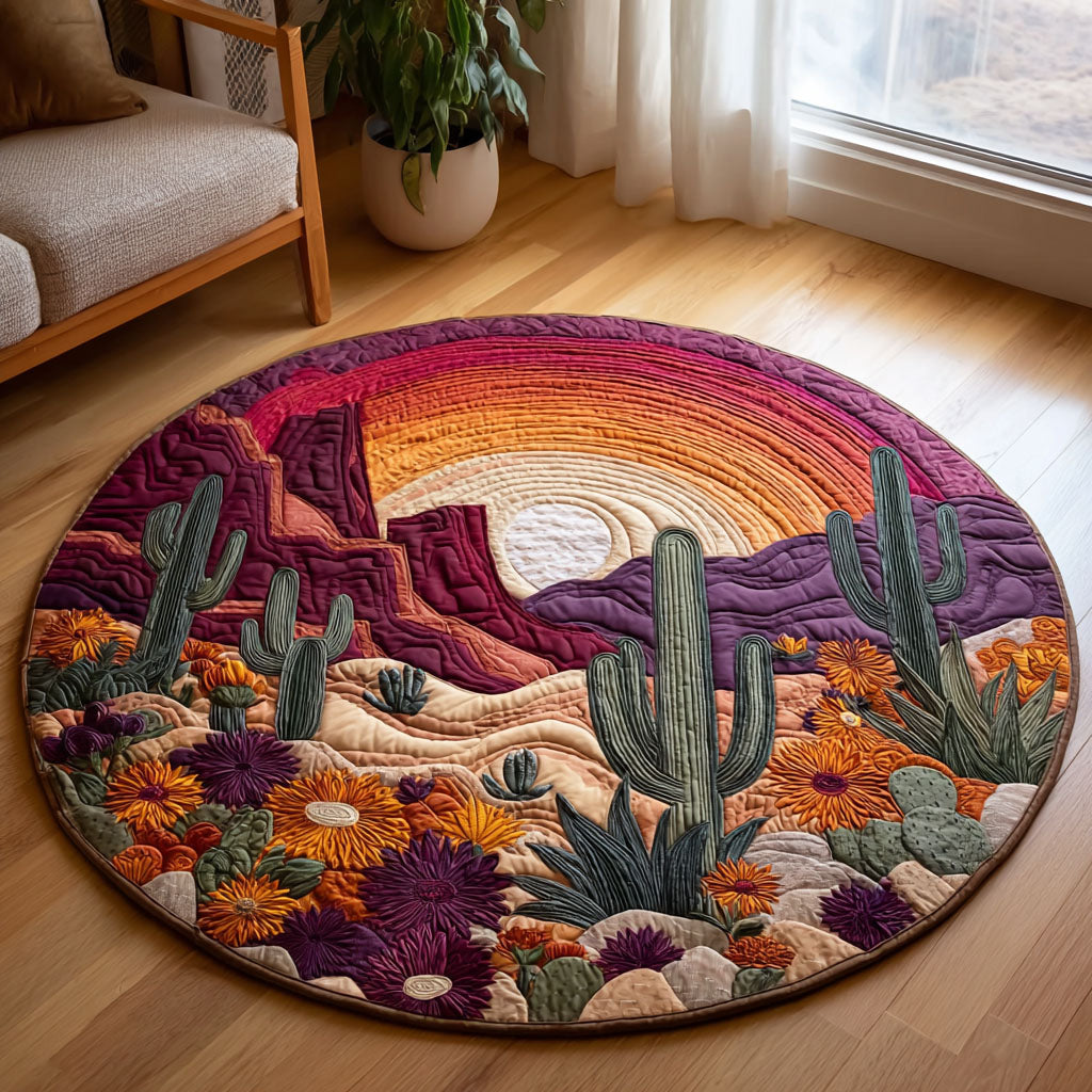 Radiant Bloom Quilted Round Mat Christmas Entry Way Decor Cactus Themed Birthday Gifts