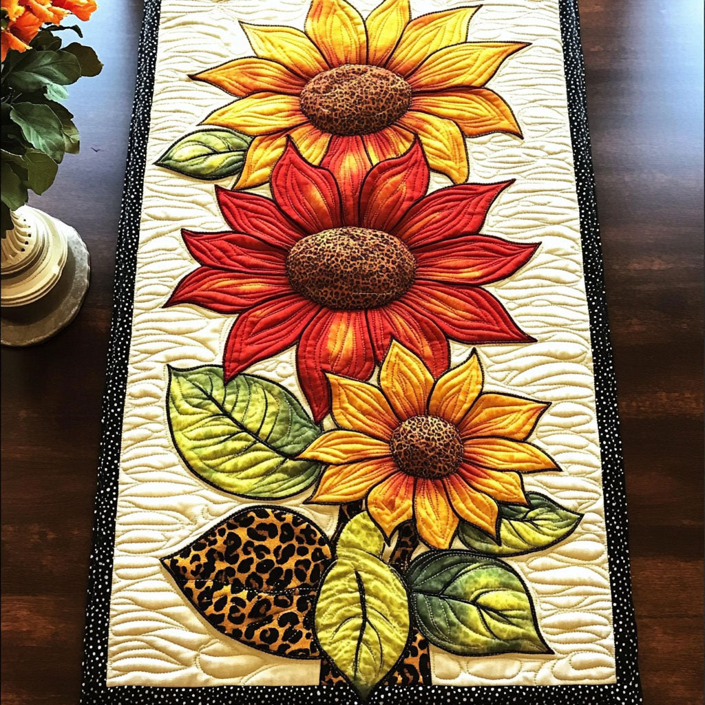 Radiant Bloom Quilted Table Runner Dinner Table Decor Ideas Gifts For The Flower Lover