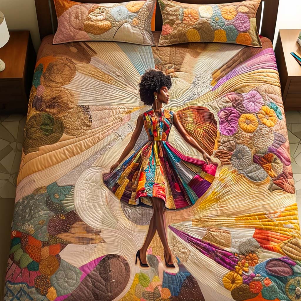 Radiant Dancer Quilted Bedding Set Bed Room Decoration Gifts For Black History Month