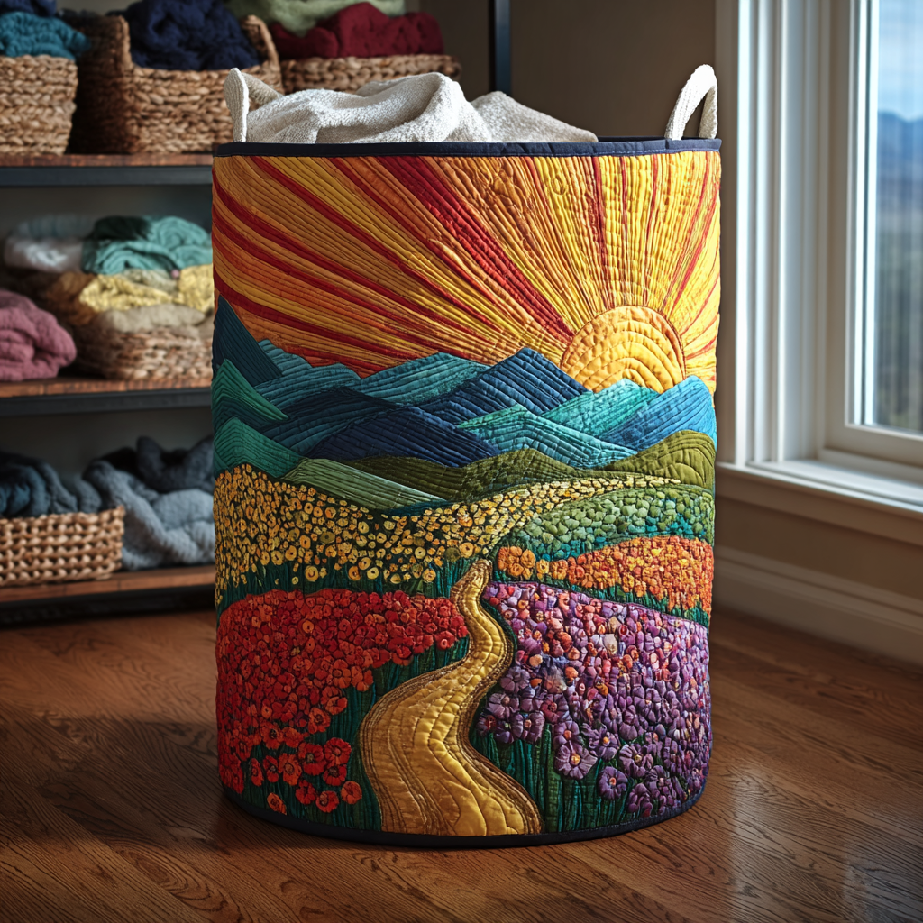 Radiant Dawn Quilted Laundry Basket Anniversary Merch Gift