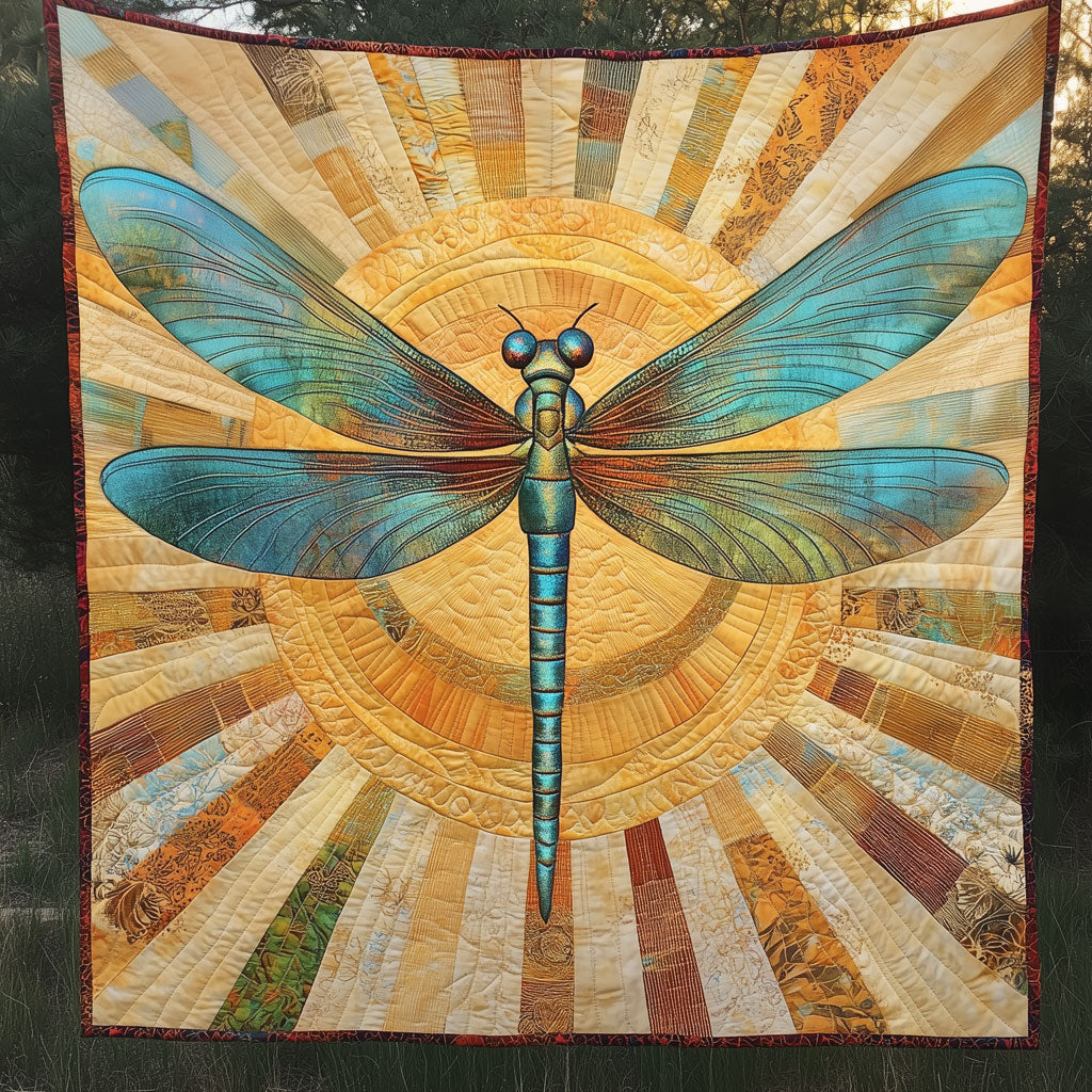 Radiant Dragonfly Quilt Trendy Quilt Blanket for Modern Home Interiors